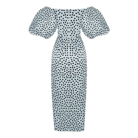 RASARIO Polka-Dot Silk Organza Off-The-Shoulder Midi Dress IT 44 - Picture 1 of 14